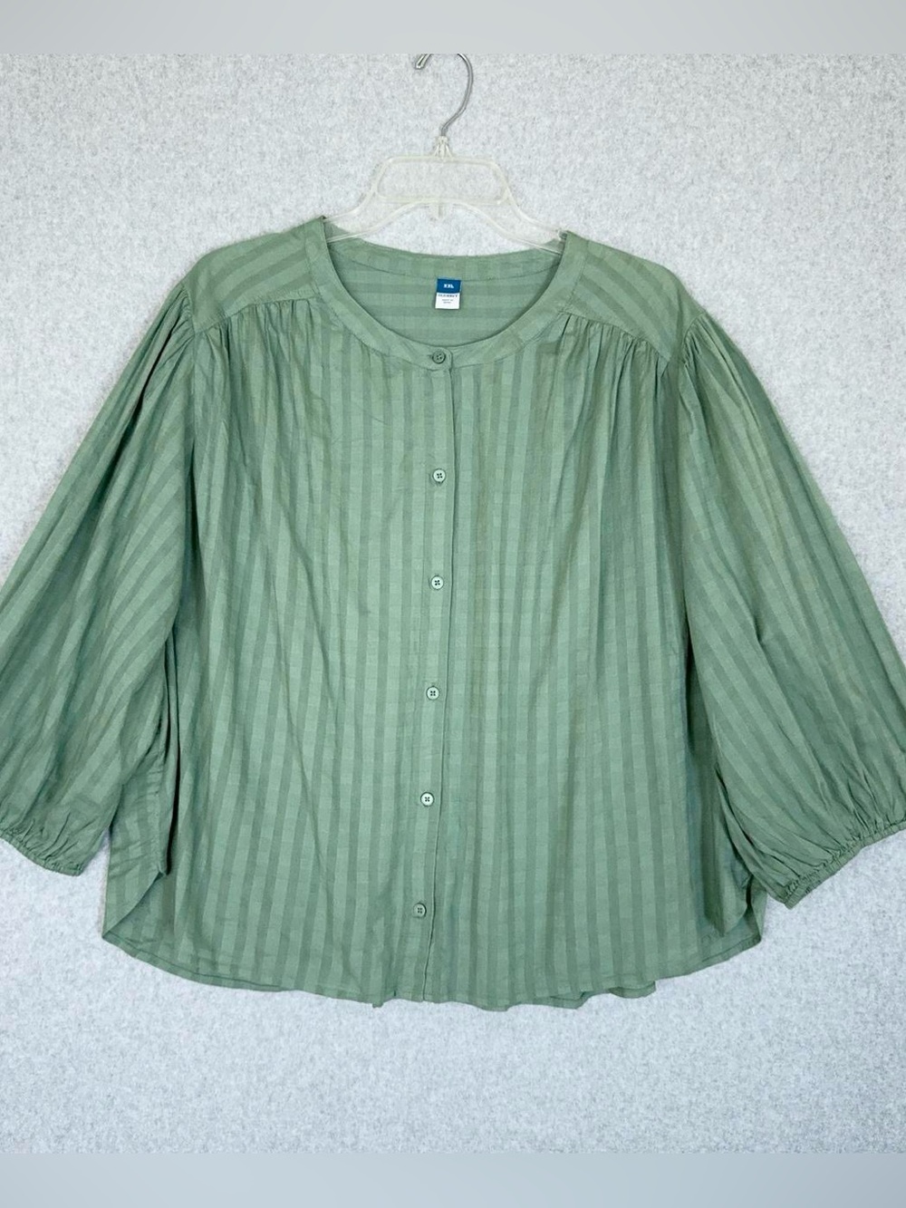 Old Navy Womens Top Size XXL Green Relax Lightweight Button Down Shirt NWT